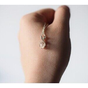 Pear or teardrop shaped necklace dainty .925 Sterling Silver pendant Raw Diamond
